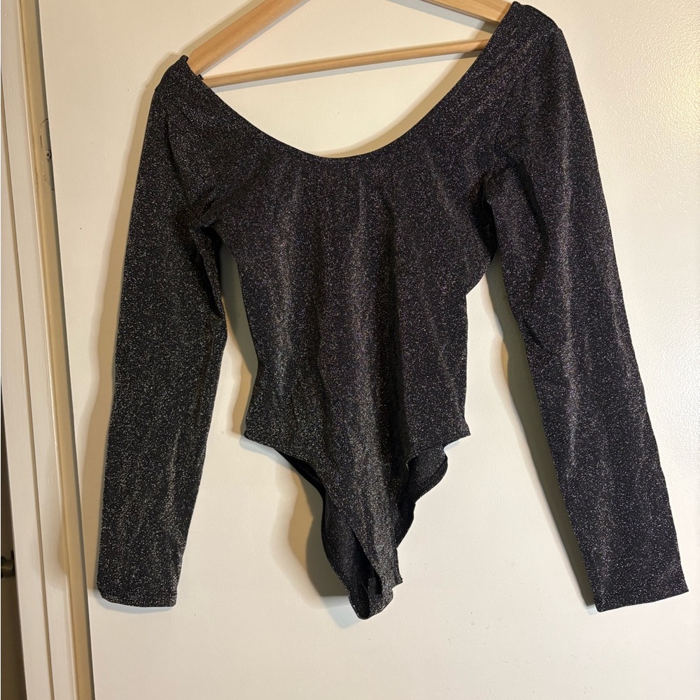 Nasty Gal Black Sparkle Bodysuit